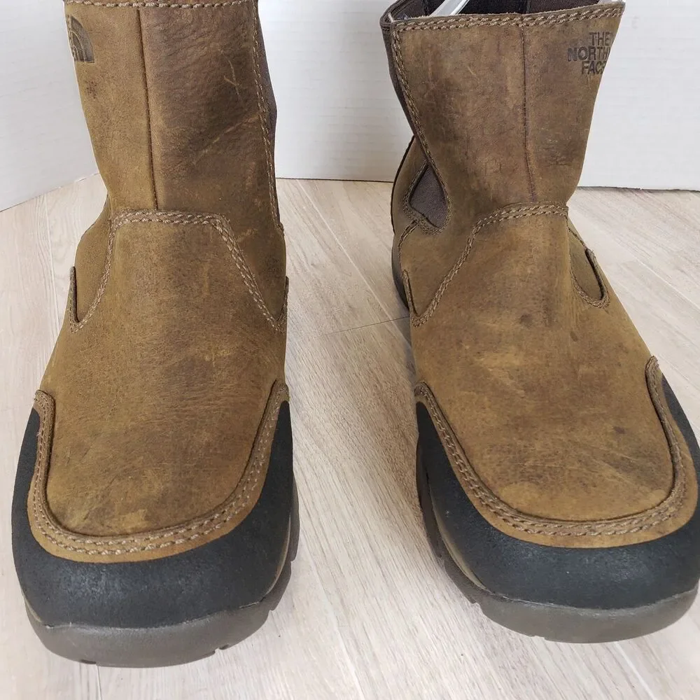 The North Face Men's Brown Leather Hiking Boots Work Size 12 slip on